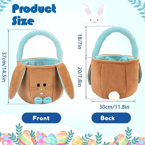 NEW Easter Basket for Kids Empty - Bunny Easter Buckets with Rabbit Ears - Picture 4 of 8